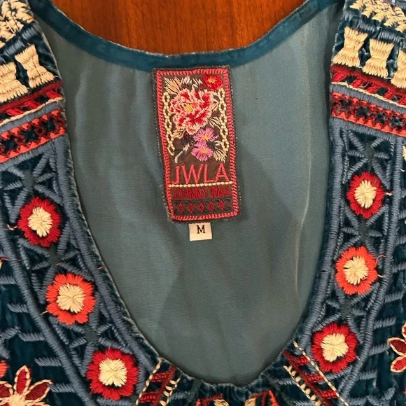 Johnny Was Teal Embroidered Tunic - Picture 3 of 6